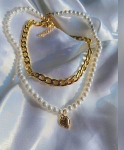 گردنبند مرواریدی و زنجیری